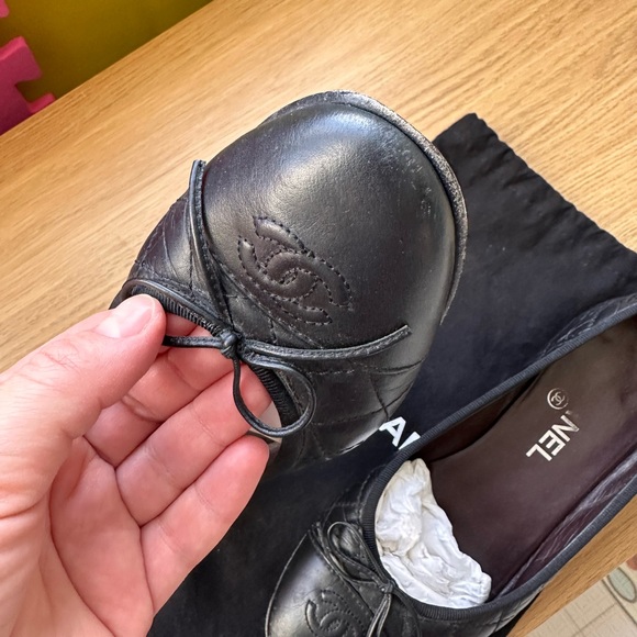 Authentic Chanel Classic Ballet Flats Black Sz: 37.5 - Picture 6 of 10